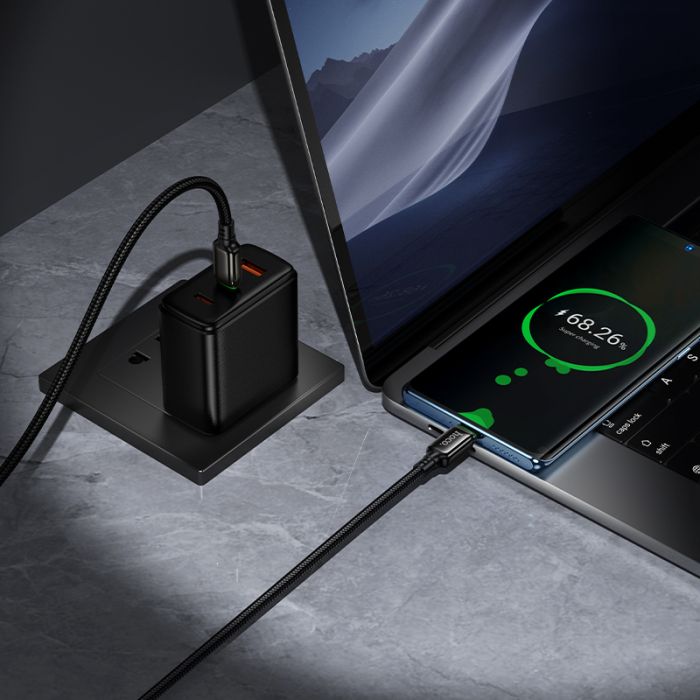 Кабель HOCO X127 Exceed 60W charging data cable C to C Black (6942007675611)
