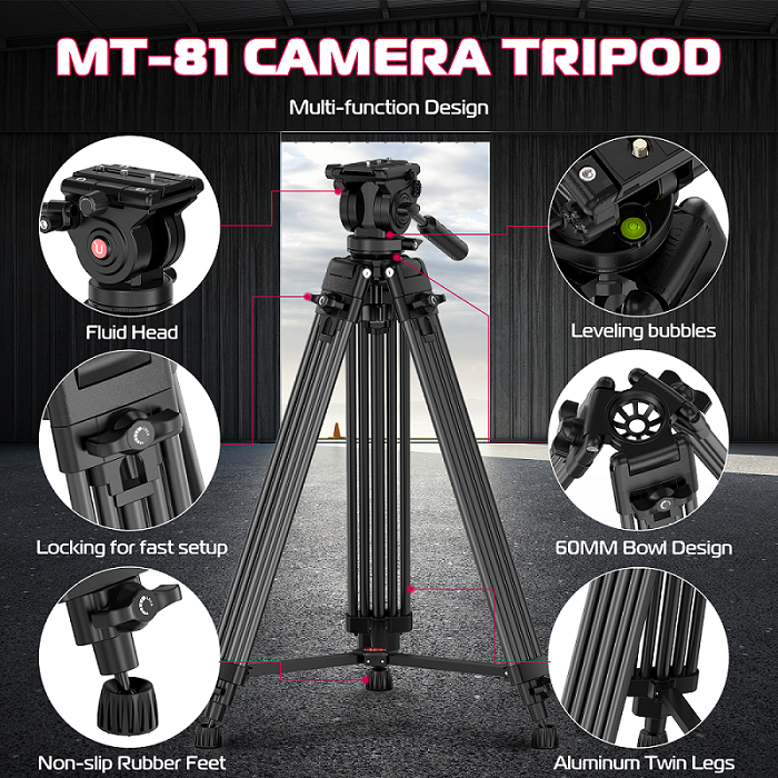 Штатив Ulanzi MT-81 Tripod (80-155cm) Black (T080GBB1)