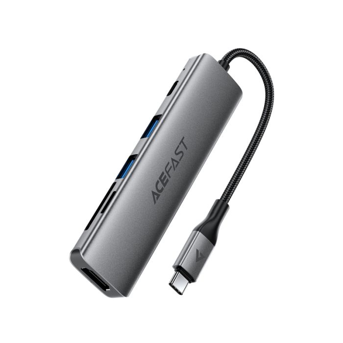 USB-хаб ACEFAST J18 USB-C 6-in-1 HUB docking station Metal Gray (6974316285939)
