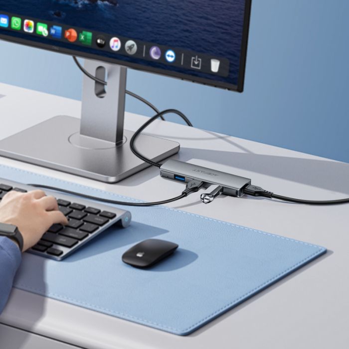 USB-хаб ACEFAST J17 USB-A  4-in-1 HUB Metal Gray (6974316285922)