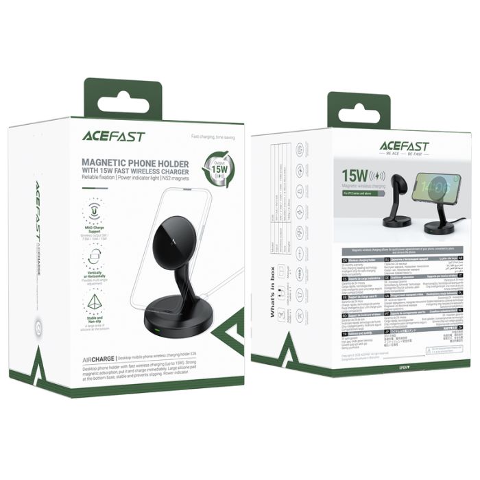 Бездротовий мультизарядний пристрій ACEFAST E26 desktop mobile phone wireless charging holder Black (6974316284819)