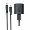 Мережевий зарядний пристрій з кабелем ACEFAST A117 PD20W mini GaN fast charger set(P16),black  Black (6974316286509)