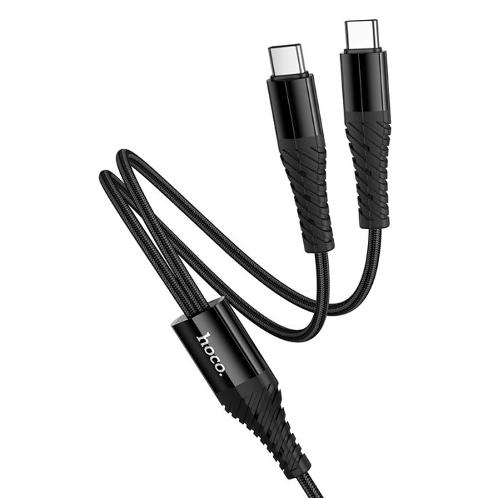 Кабель HOCO X123 Victory 2-in-1 charging cable(C to C+C) Black (6942007663595)