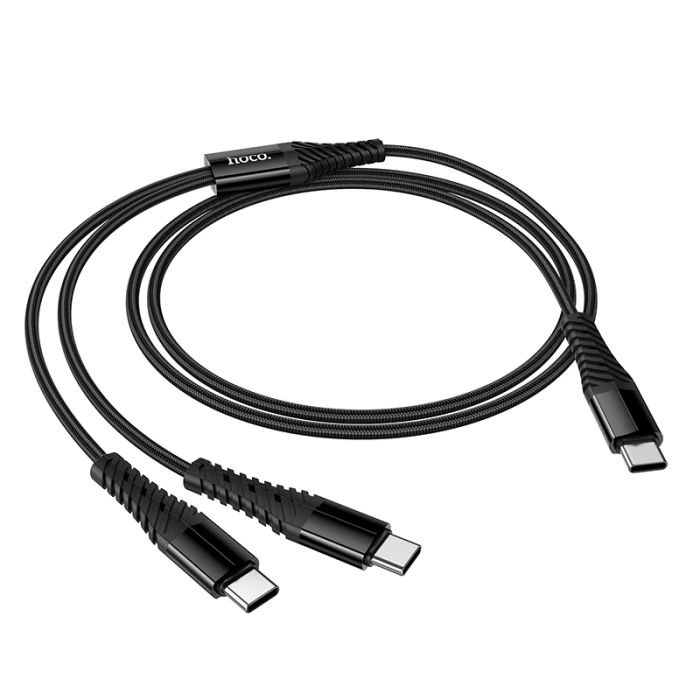 Кабель HOCO X123 Victory 2-in-1 charging cable(C to C+C) Black (6942007663595)