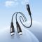 Кабель HOCO X123 Victory 2-in-1 charging cable(C to C+C) Black (6942007663595)