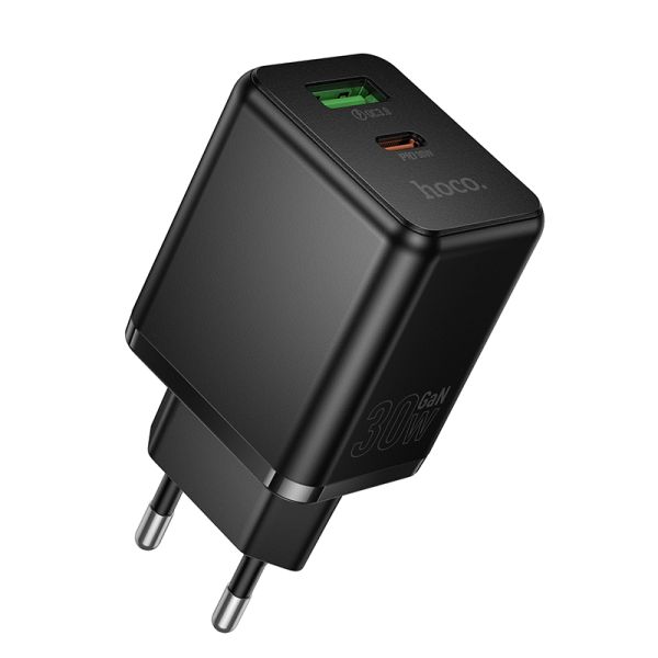 Мережевий зарядний пристрій HOCO C157A Smart PD30W+QC3.0 multi-protocol charger(EU) Black (6942007663847)