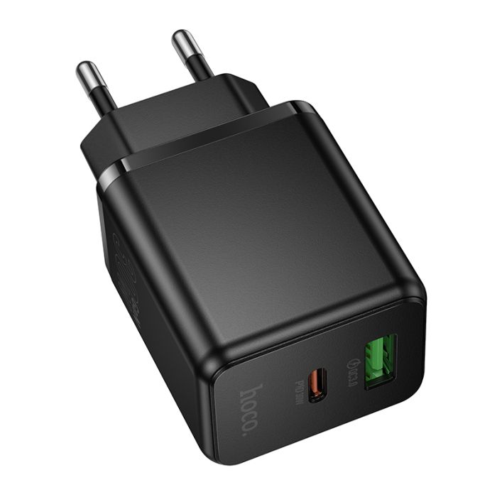 Мережевий зарядний пристрій HOCO C157A Smart PD30W+QC3.0 multi-protocol charger(EU) Black (6942007663847)