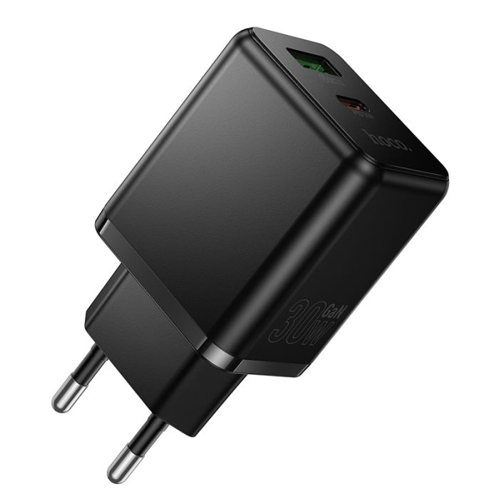 Мережевий зарядний пристрій HOCO C157A Smart PD30W+QC3.0 multi-protocol charger(EU) Black (6942007663847)
