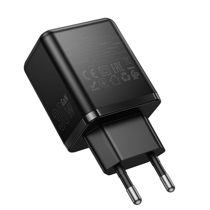 Мережевий зарядний пристрій HOCO C157A Smart PD30W+QC3.0 multi-protocol charger(EU) Black (6942007663847)