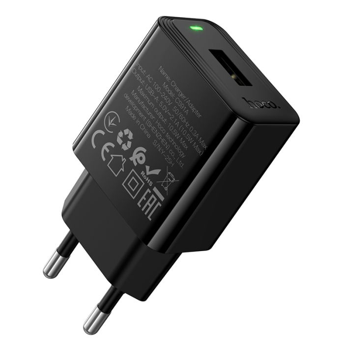 Мережевий зарядний пристрій HOCO CS91A Leader single-port charger(EU) Black (6942007670975)