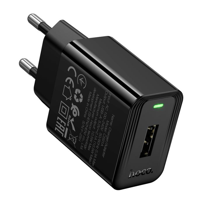 Мережевий зарядний пристрій HOCO CS91A Leader single-port charger(EU) Black (6942007670975)