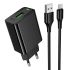 Мережевий зарядний пристрій HOCO CS92A Leader single port QC3.0 charger set(Type-C) Black (6942007671057)
