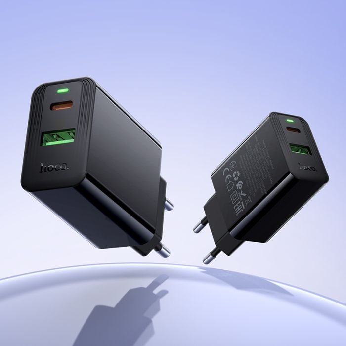 Мережевий зарядний пристрій HOCO CS94A Leader PD20W+QC3.0 charger(EU) Black (6942007671101)