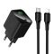 Мережевий зарядний пристрій HOCO CS82A Excellent single port PD20W charger with digital display set(C to iP) Black (6942007664509)