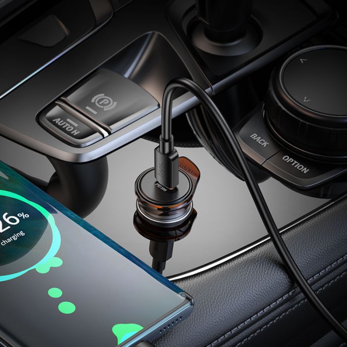Автомобільний зарядний пристрій HOCO NZ16 Rigorous single port PD30W car charger set(C to C) Metal Grey (6942007644730)