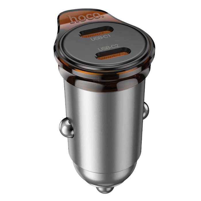 Автомобільний зарядний пристрій HOCO NZ16B Rigorous PD45W(2C) car charger Metal Grey (6942007644778)