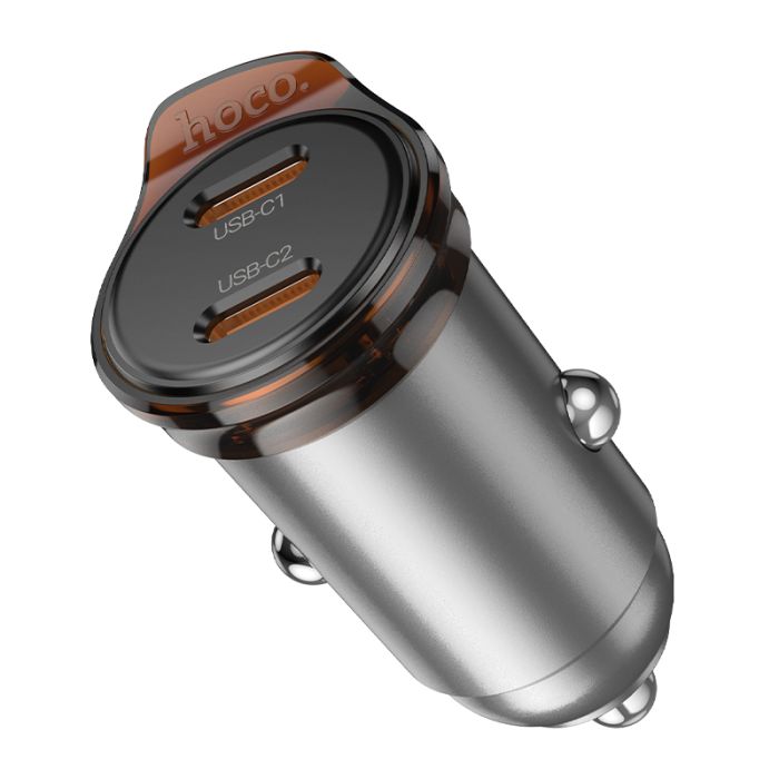 Автомобільний зарядний пристрій HOCO NZ16B Rigorous PD45W(2C) car charger Metal Grey (6942007644778)