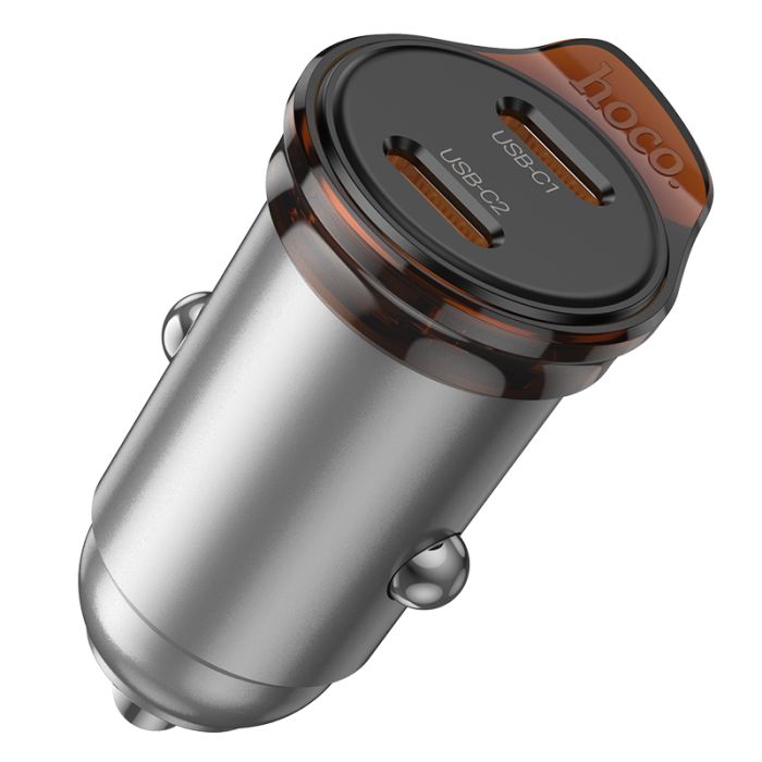 Автомобільний зарядний пристрій HOCO NZ16B Rigorous PD45W(2C) car charger Metal Grey (6942007644778)