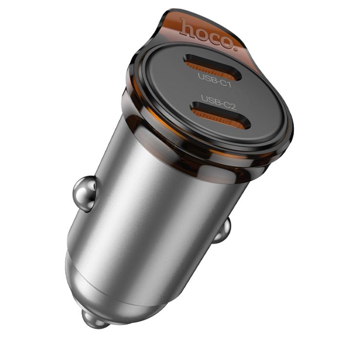 Автомобільний зарядний пристрій HOCO NZ16B Rigorous PD45W(2C) car charger Metal Grey (6942007644778)
