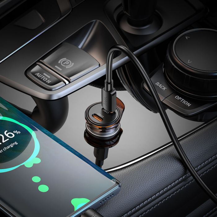 Автомобільний зарядний пристрій HOCO NZ16B Rigorous PD45W(2C) car charger Metal Grey (6942007644778)