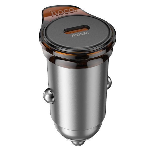Автомобільний зарядний пристрій HOCO NZ16 Rigorous single port PD30W car charger Metal Grey (6942007644716)