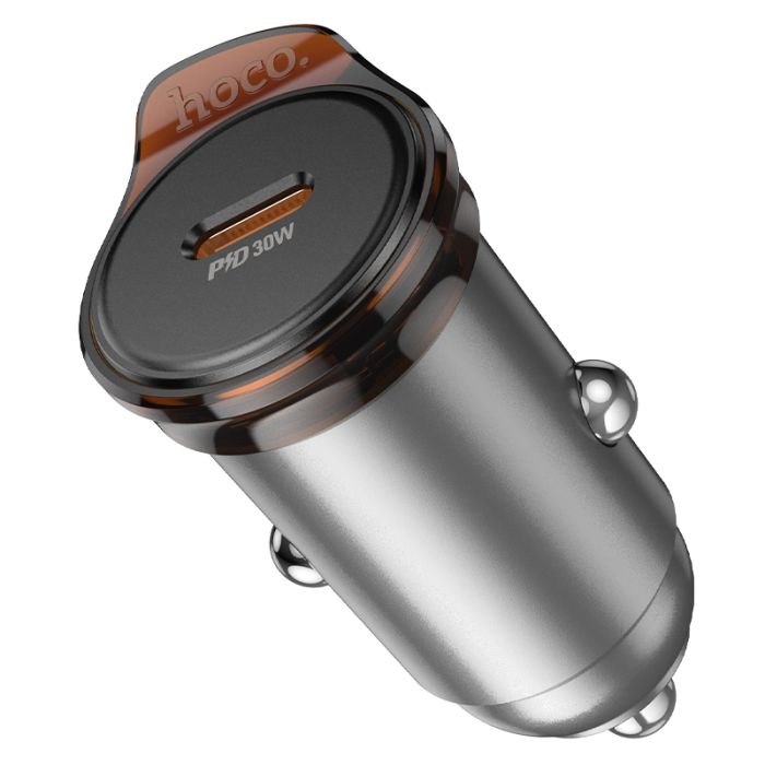 Автомобільний зарядний пристрій HOCO NZ16 Rigorous single port PD30W car charger Metal Grey (6942007644716)