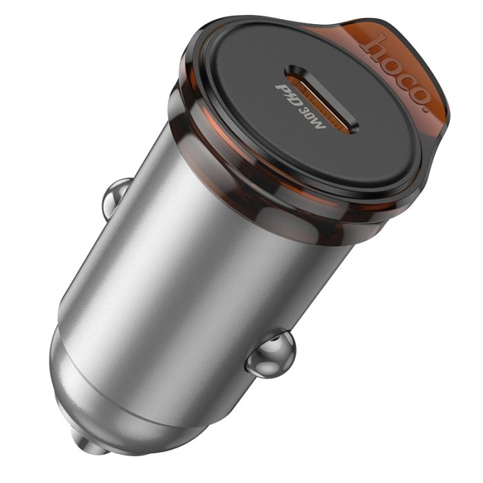 Автомобільний зарядний пристрій HOCO NZ16 Rigorous single port PD30W car charger Metal Grey (6942007644716)