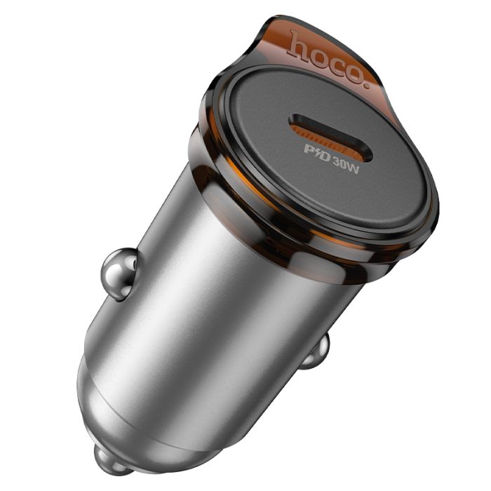 Автомобільний зарядний пристрій HOCO NZ16 Rigorous single port PD30W car charger Metal Grey (6942007644716)