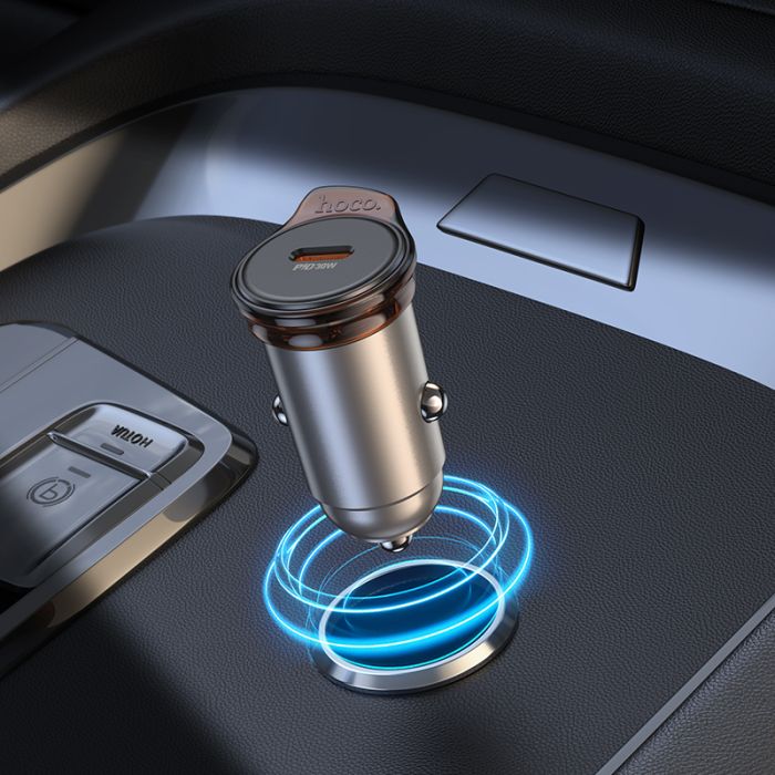 Автомобільний зарядний пристрій HOCO NZ16 Rigorous single port PD30W car charger Metal Grey (6942007644716)