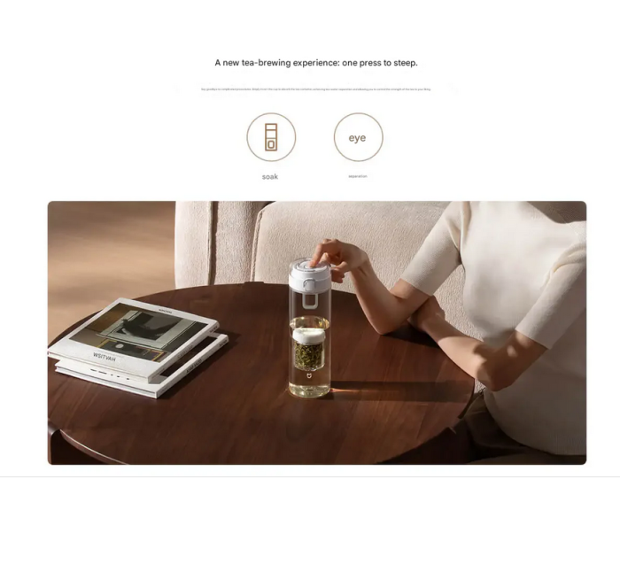 Магнітна пляшка для води та чаю Xiaomi Mijia Magnetic Tea Storage Cup Black (BHR089TCN)