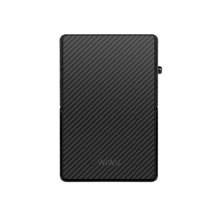 Картхолдер WIWU Warriors Carbon Magsafe Metal Stand Card Holder MW-007 Black (6977703654622)