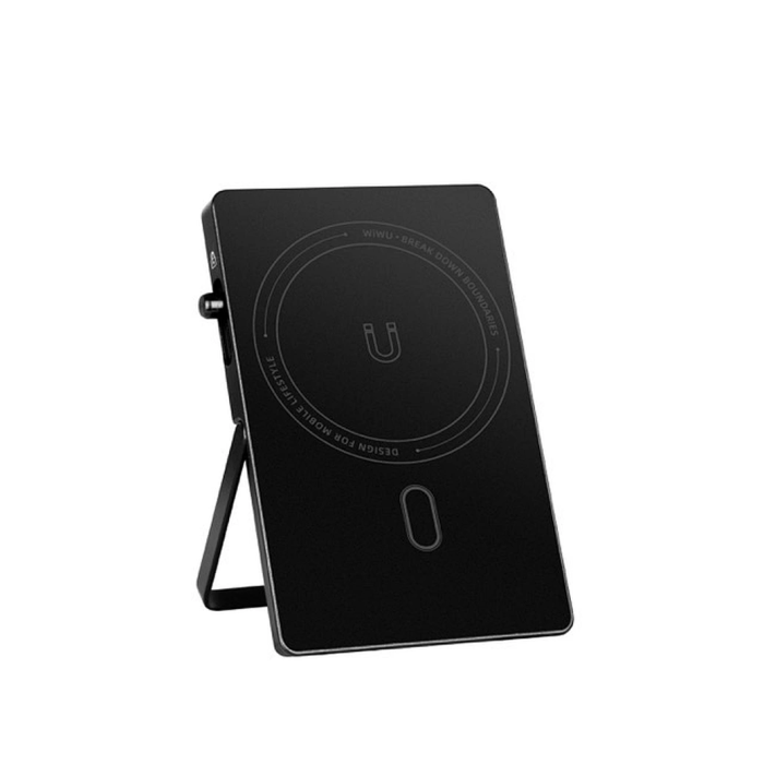 Картхолдер WIWU Warriors Carbon Magsafe Metal Stand Card Holder MW-007 Black (6977703654622)