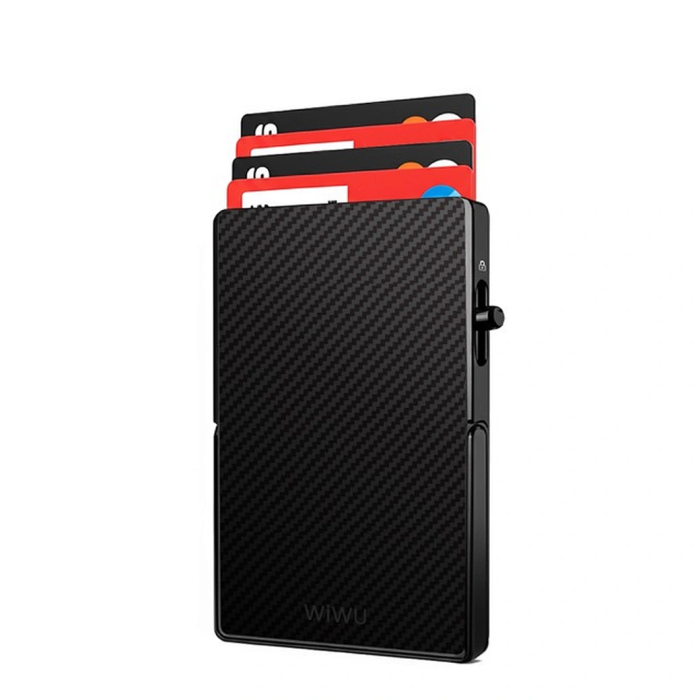 Картхолдер WIWU Warriors Carbon Magsafe Metal Stand Card Holder MW-007 Black (6977703654622)