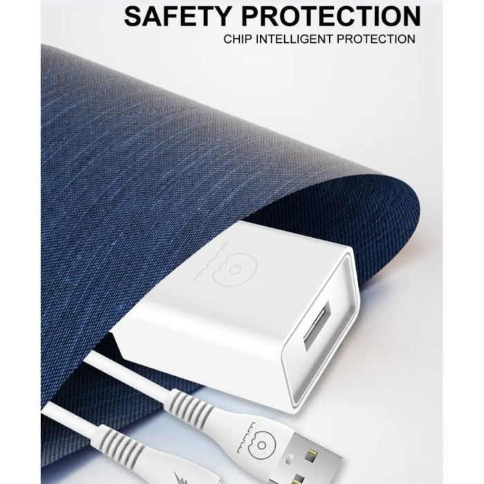 Мережевий зарядний пристрій з кабелем WUW-T82 Single USB home charger set iP (6972573336555)