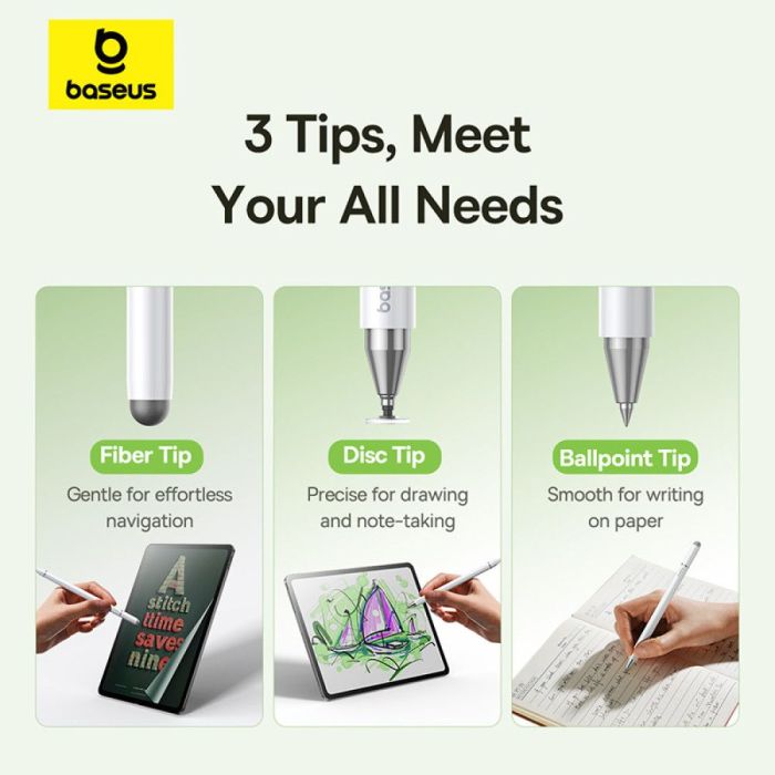 Стилус Baseus Smooth Writing III 3-in-1 Passive Stylus Non-magnetic Version Moon White (P80080804213-00)