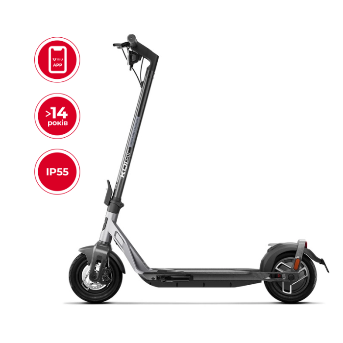 Електросамокат NIU KQi Air Carbon + Magnesium UltraLight Black 9,5", 350(700)W, 9,4Ah, 50km, 25km/h, 20%, App, 11,9 kg (KRP36EB1E11)