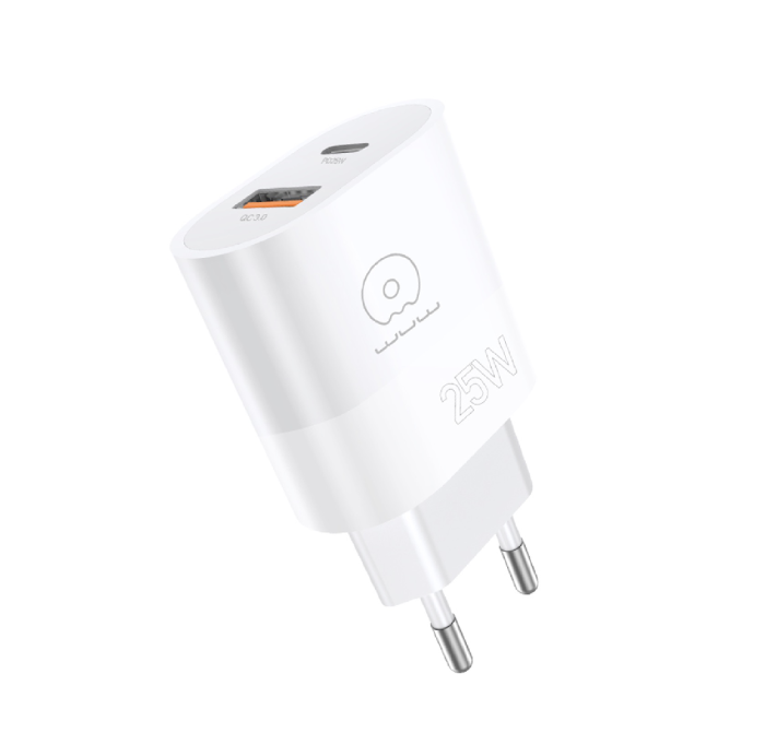 Мережевий зарядний пристрій WUW-C251 25W PD USB-C + USB QC3.0 18W (6972573338641)