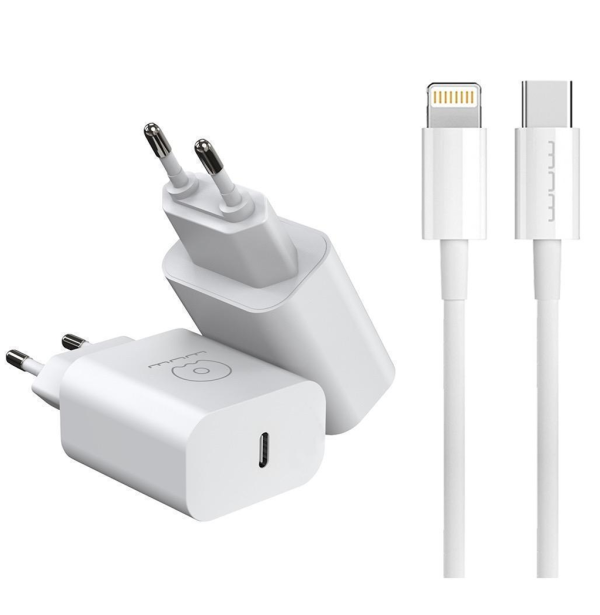Мережевий зарядний пристрій з кабелем WUW-T81L PD 20W USB C fast charger +USB C to Lightning cable kit (6972573335503)