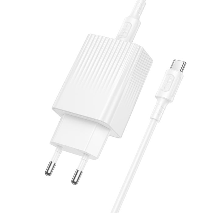 Мережевий зарядний пристрій з кабелем BOROFONE BAS75A Source single port PD30W charger set (C to C) (EU)White (6941991122866)