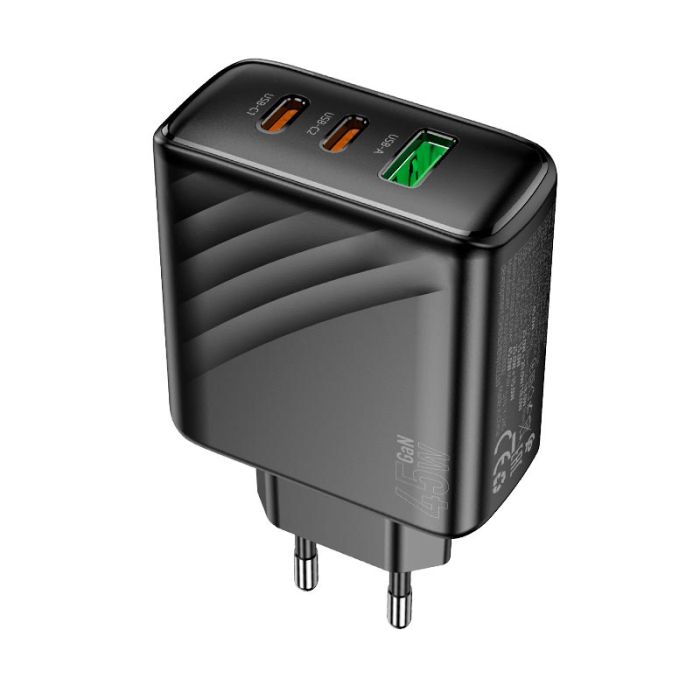 Мережевий зарядний пристрій HOCO CS26A Article PD45W(2C1A) charger Black (6942007639811)