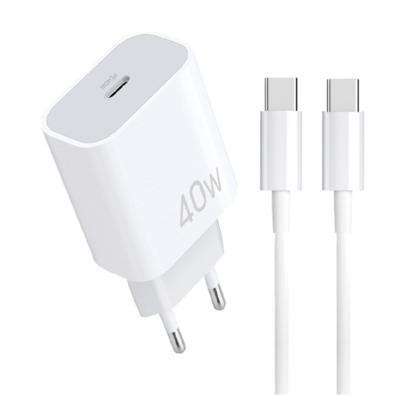 Мережевий зарядний пристрій з кабелем WUW-T108 PD 40W charger with C-C cable (6978749570358)