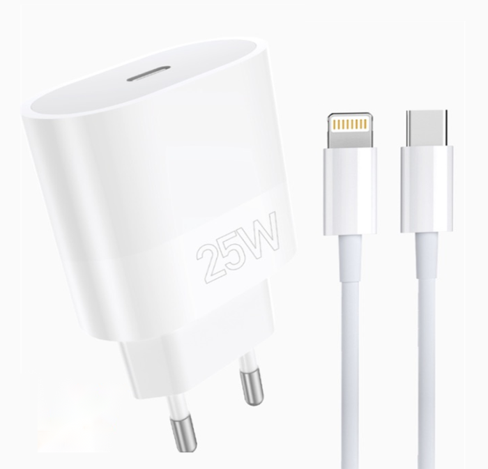 Мережевий зарядний пристрій з кабелем WUW-T86L PD 25W fast charger + USB C to lighting set (6972573338207)