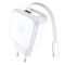 Мережевий зарядний пристрій з кабелем WUW-C268 12W fast charger USB A +retractable 70cm type c Cable (6978749570044)