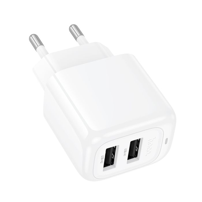 Мережевий зарядний пристрій HOCO CS51A Surplus dual-port charger(EU) White (6942007631419)