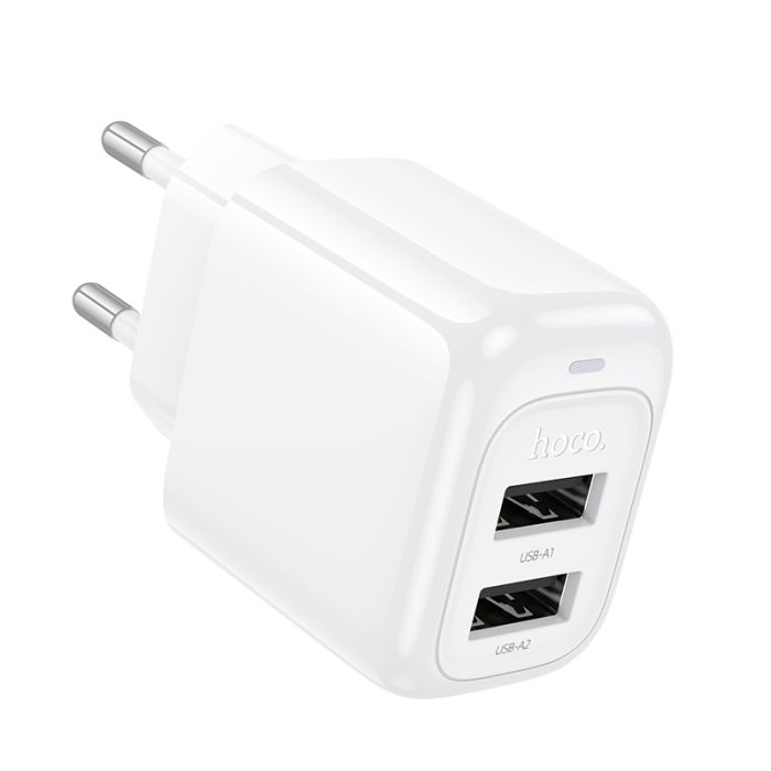 Мережевий зарядний пристрій HOCO CS51A Surplus dual-port charger(EU) White (6942007631419)