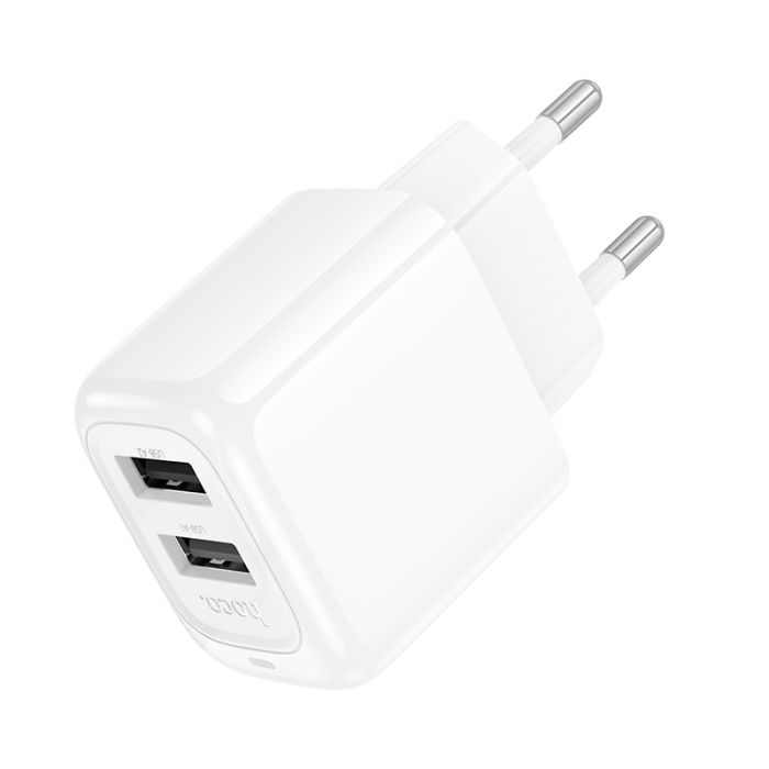 Мережевий зарядний пристрій HOCO CS51A Surplus dual-port charger(EU) White (6942007631419)