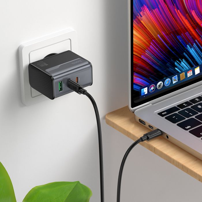 Мережевий зарядний пристрій HOCO CS75A Star Speed PD70W(2C1A) charger midnight black (6942007653862)