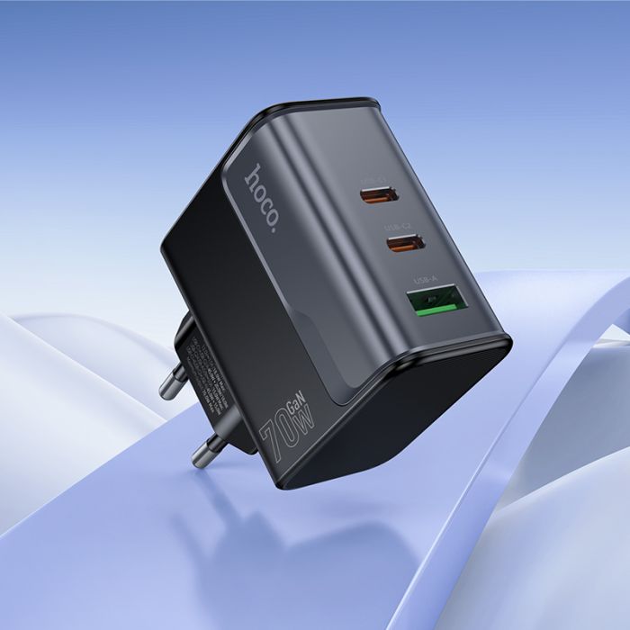 Мережевий зарядний пристрій HOCO CS75A Star Speed PD70W(2C1A) charger midnight black (6942007653862)