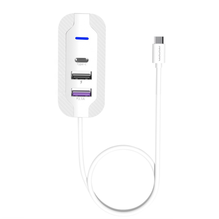 USB-хаб WUW-C246 3-in-1 USB-C to 2 USB-A, USB-C White (6972573338542)