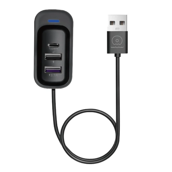 USB-хаб WUW-C245 3-in-1 USB-A  to 2 USB-A, USB-C Black (6972573338511)